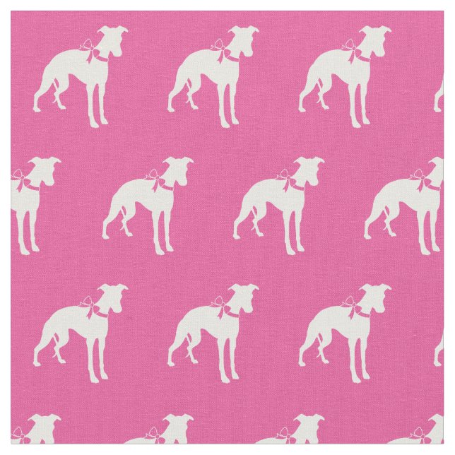 Tecido Cachorro-branco Silhueta cor-de-rosa (Detalhe)
