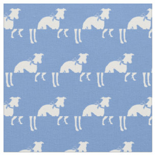 Tecido Cachorro-branco Silhueta Pet Azul-claro