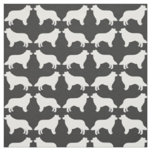 Tecido Cachorro Collie Raça Silhouettes Patterados