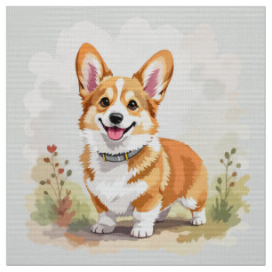 Tecido Cachorro Corgi Galês Pembroke Vermelho Fofo