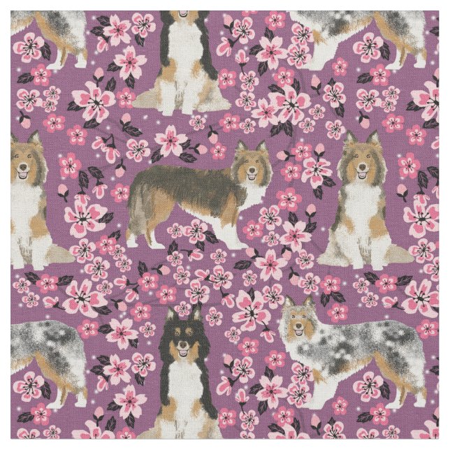 Tecido cachorro-de-abrigo cereja floresce roxo (Detalhe)