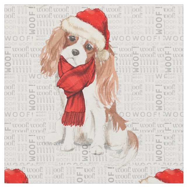 Tecido Cachorro de Natal Spaniel Cachorro Arte Palavra (Detalhe)