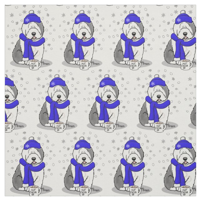 Tecido Cachorro de Ovelino Inglês (Cinza 1), de cor azul- (Modelo)