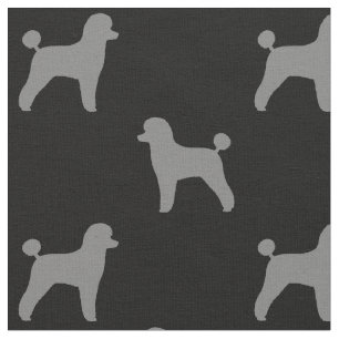 Tecido Cachorro de Toy Poodle Silhouettes Cinza de padrã
