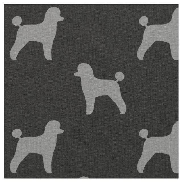 Tecido Cachorro de Toy Poodle Silhouettes Cinza de padrão (Detalhe)