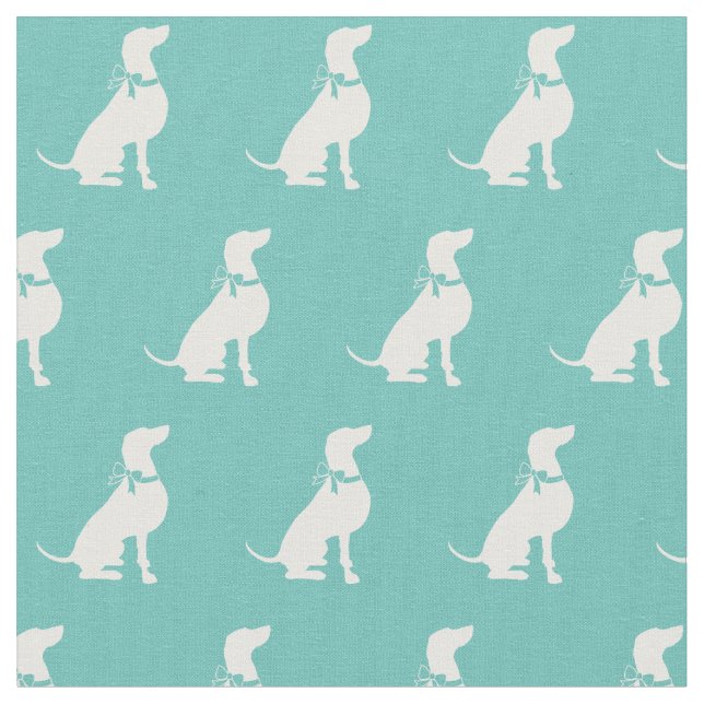 Tecido Cachorro de Weimaraner Silhout Pet Teal (Detalhe)