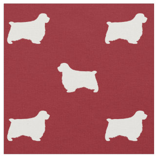 Tecido Cachorro Espanhol Clumber Silhuettes Vermelho e Br