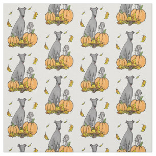 Tecido Cachorro Fall Greyhound (cinza) Cachorro Pumpkins 