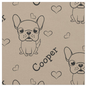 Tecido Cachorro francês Bulldog com nome personalizado e