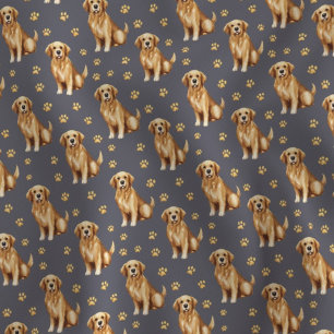 Tecido Cachorro Golden Retriever Fofo