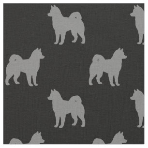 Tecido Cachorro Malamute do Alaska Silhouettes Padrão