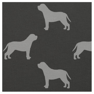 Tecido Cachorro Mastiff Silhuettes Cinzas e Preto Padrão