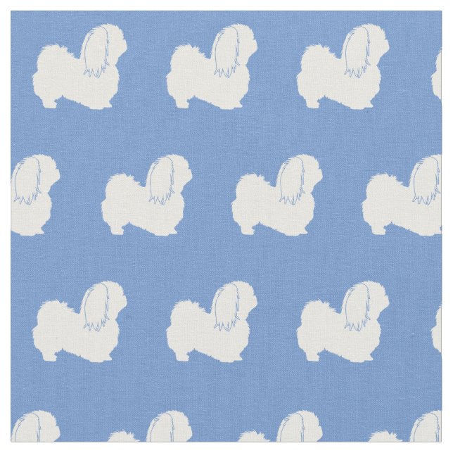 Tecido Cachorro Pekingês Silhout Pet Light Blue (Detalhe)