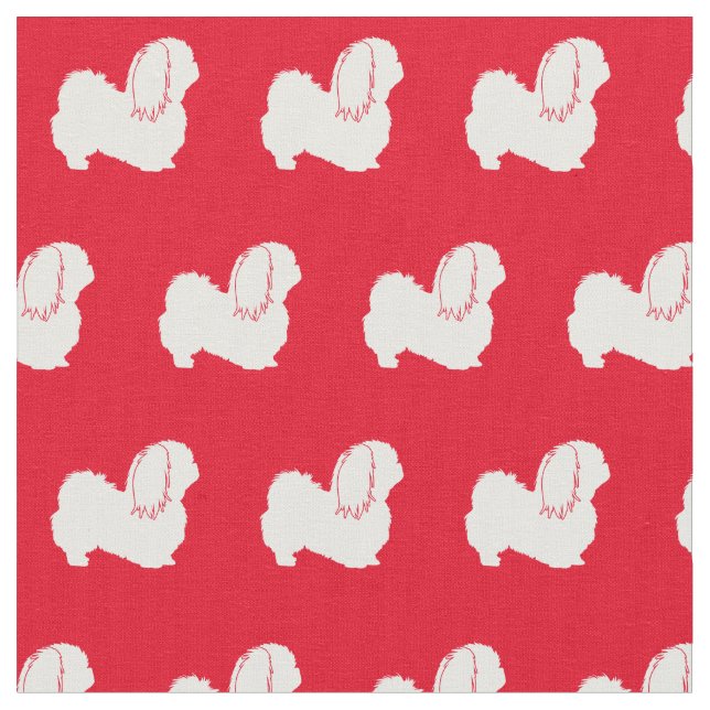 Tecido Cachorro Pekingês Silhout Pet Red (Detalhe)