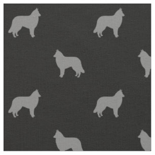 Tecido Cachorro-preto belga Tervuren Silhouettes Cinza e 