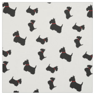 Tecido Cachorro preto silhuetas vermelho