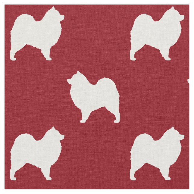 Tecido Cachorro Samoado Silhuettes Padrão Vermelho e Bran (Detalhe)