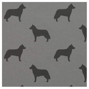 Tecido Cachorro Siberiano Raça Silhouettes Patterados