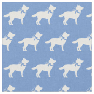 Tecido Cachorro Siberiano Silhout Pet Light Blue
