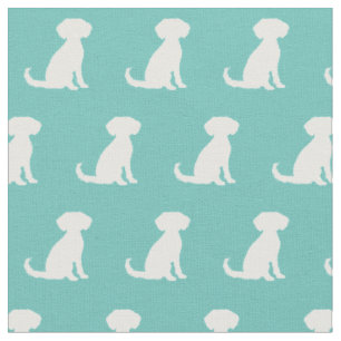 Tecido Cachorro Silhouette Pet Teal