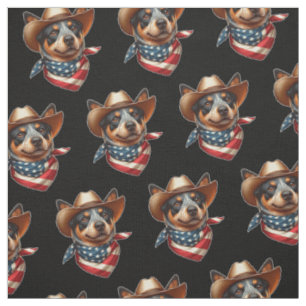 Tecido Cachorro Vestindo um Chapéu e Bandana da Bandeira