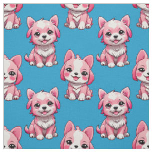 Tecido Cachorros Rosa Fofo - Azul