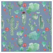 cacto e padrão de ladybug - fabr de fundo azul