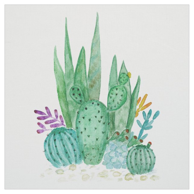 Tecido Cactus, aquarela (Modelo)