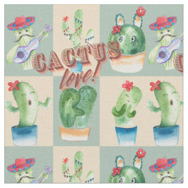 Tecido cactus love - watercolor, design com cacto e t