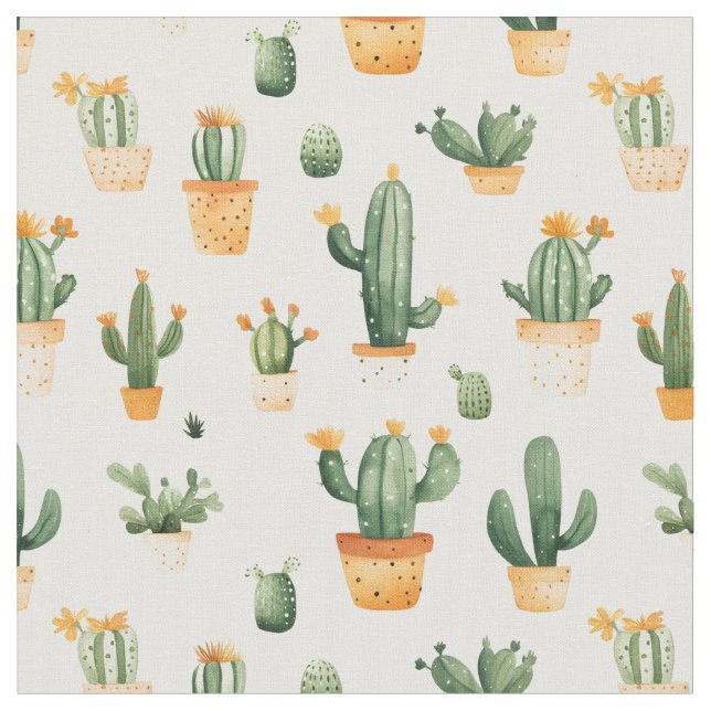 Tecido Cactus Potado em Branco (Detalhe)