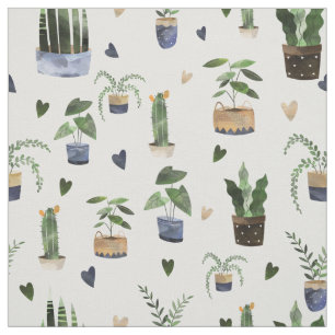 Tecido Cactus Succulents & Potting Plant Boho 