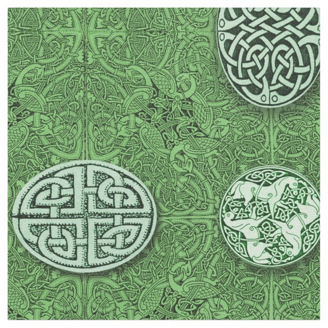 Tecido Cães, cavalos e pássaros celtas (Detalhe)