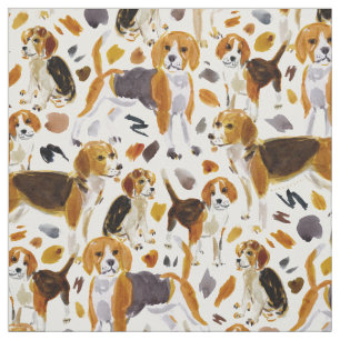 Tecido Cães de Caça-Caça-Aquarela BEAGLE Painterly