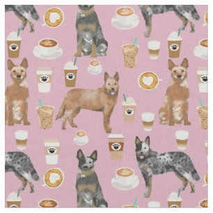Tecido Cães de gado e café roxo