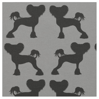 Tecido Cães de Silhuettes Crestie Detidos Chineses Patter