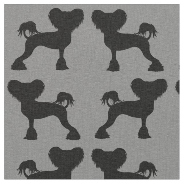 Tecido Cães de Silhuettes Crestie Detidos Chineses Patter (Detalhe)
