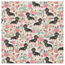Tecido Cães pretos e bronzeados Dachshund vintage natas