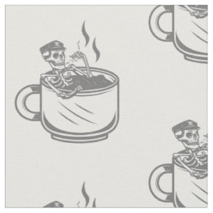 Tecido café com esqueleto de halloween retro