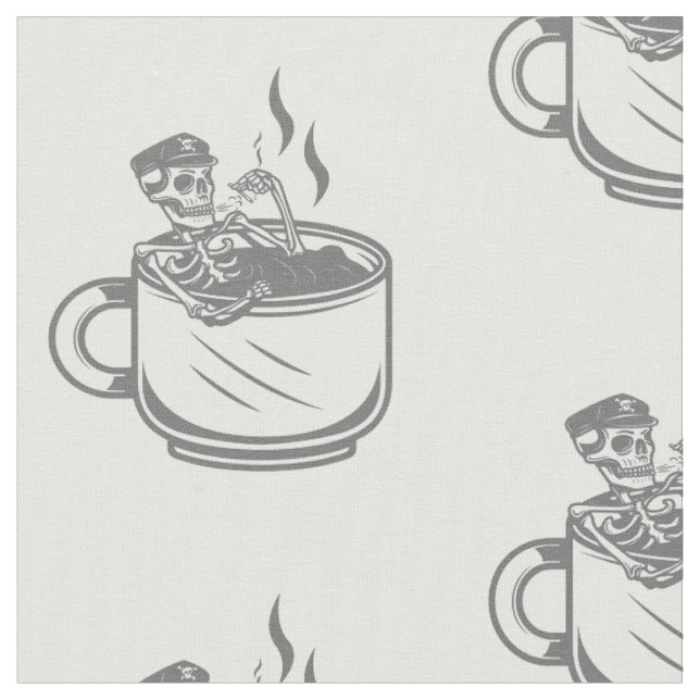 Tecido café com esqueleto de halloween retro (Detalhe)