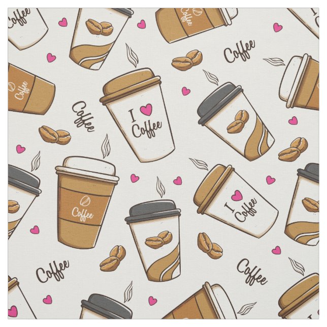 Tecido Cafés, Feijões, Fachos De Café, Lover De Café, Cor (Modelo)