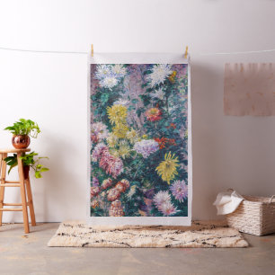 Tecido Caillebotte - Crisântemos brancos e amarelos