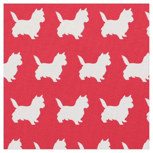 Tecido Cairn Terrier Dog Silhouette Pet Red (Detalhe)