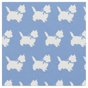 Tecido Cairn Terrier Dog Silhout Pet Light Blue