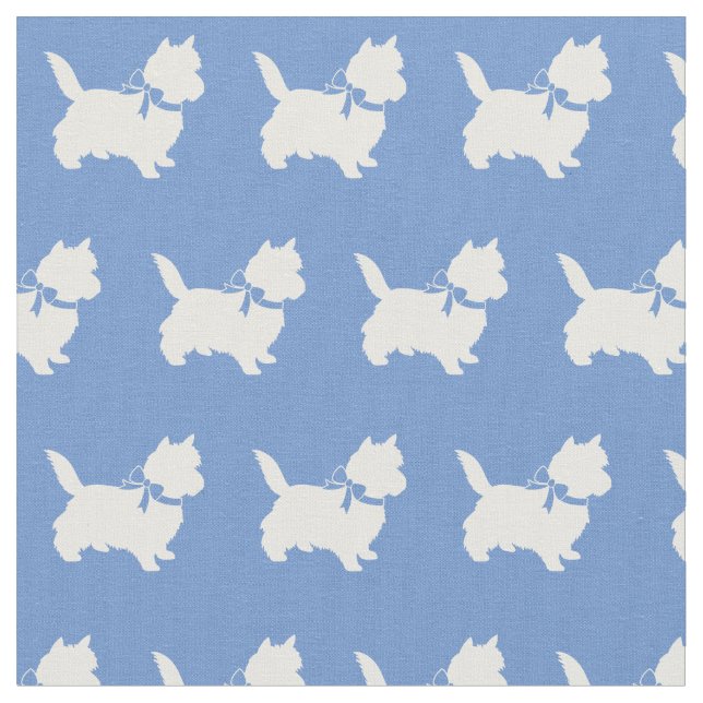 Tecido Cairn Terrier Dog Silhout Pet Light Blue (Detalhe)