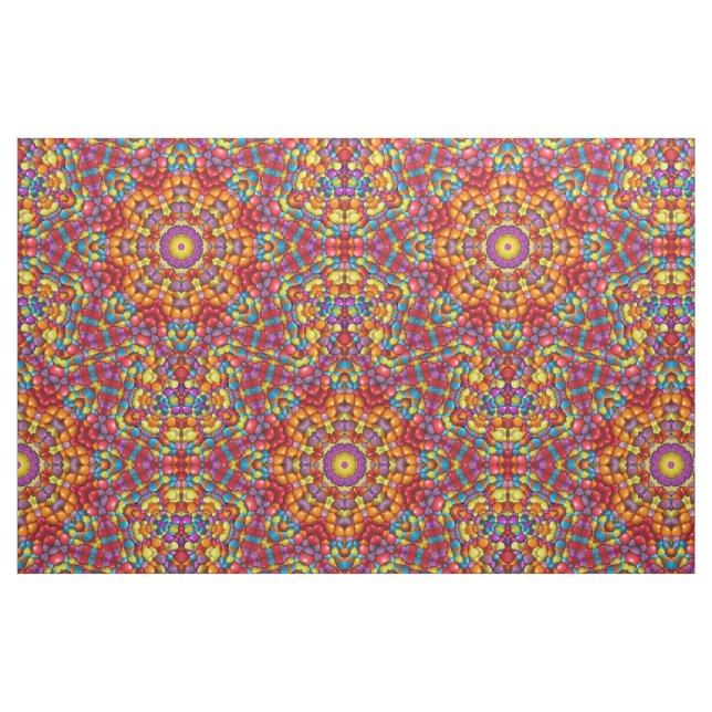 Tecido Caleidoscópio amarelo alaranjado vermelho do (Fat Quarter)