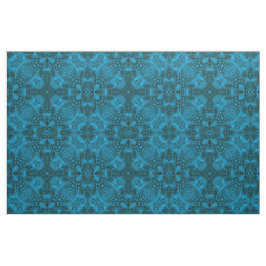 Tecido Caleidoscópio azul do Fractal do vintage preto &