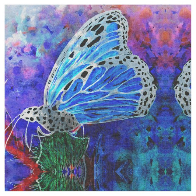 Tecido Caleidoscópio azul do monarca (Detalhe)