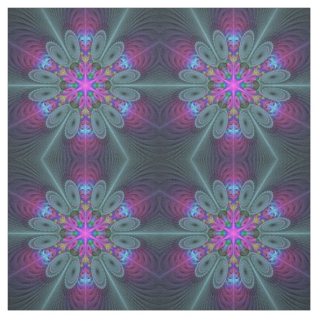 Tecido Caleidoscópio de Arte Fractal de Greve Colorida Ma (Modelo)