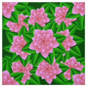 Tecido Camellias cor-de-gelo e folhas verdes