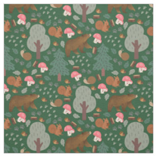 Tecido Caminhe pela floresta em Hunter Green